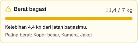 Meteran berat koper yang menunjukkan kelebihan dari jatah bagasi